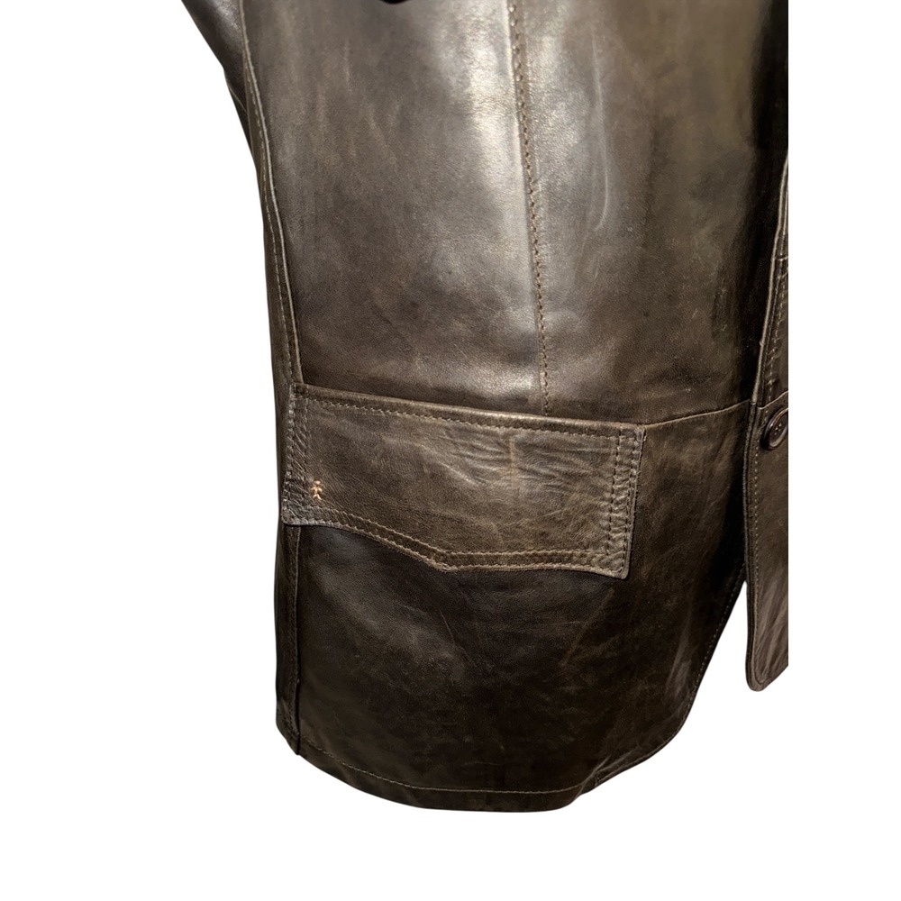 Henry Beguelin | Vintage Handmade Italian Leather Blazer Coat Brown Men's M/L - Picture 8 of 16